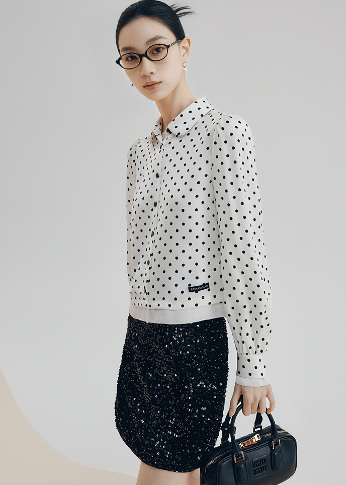 VINTAGE POLKA DOT OVERSIZED BLOUSE - Vera Lumina