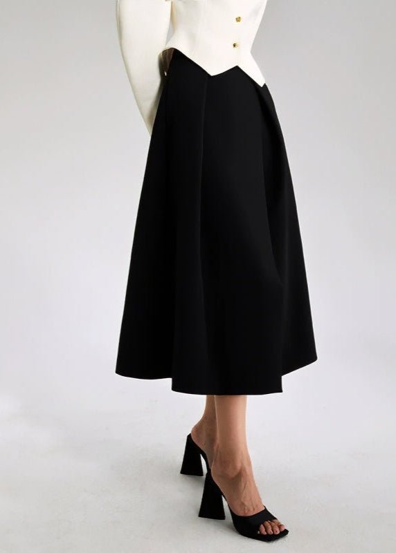 W Black pleated slit Skirt - Vera Lumina