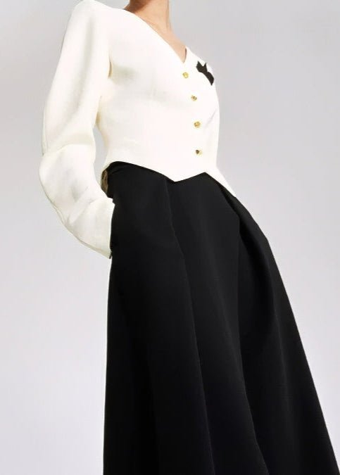 W Black pleated slit Skirt - Vera Lumina