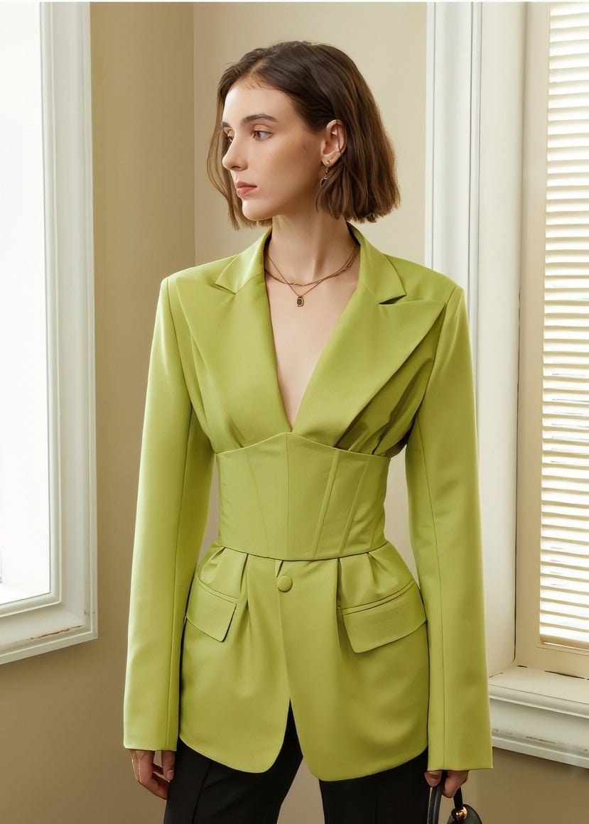 Waist V - neck suit jacket - Vera Lumina
