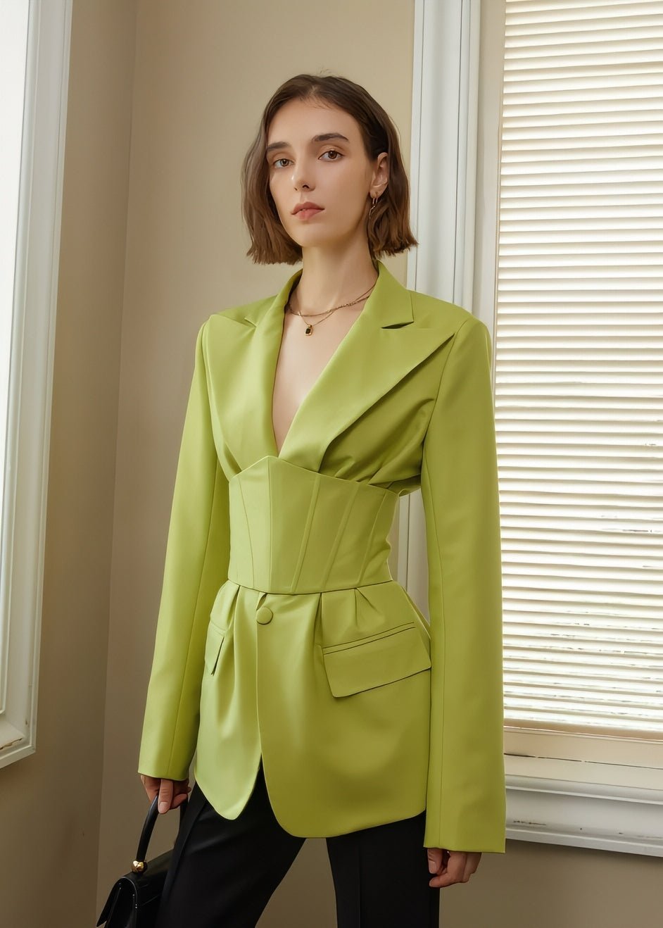 Waist V - neck suit jacket - Vera Lumina