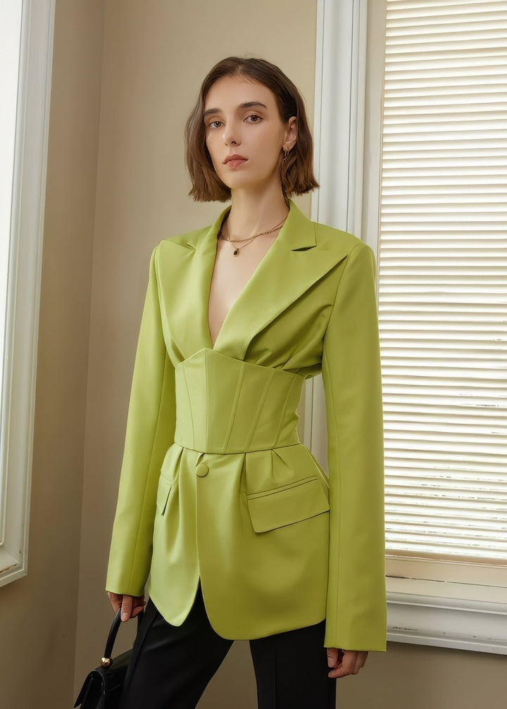 Waist V - neck suit jacket - Vera Lumina