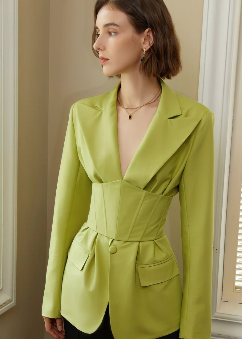 Waist V - neck suit jacket - Vera Lumina