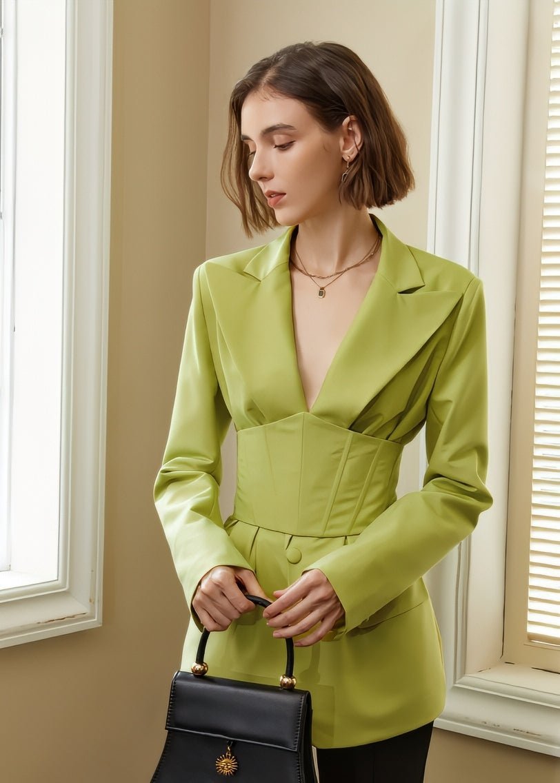 Waist V - neck suit jacket - Vera Lumina