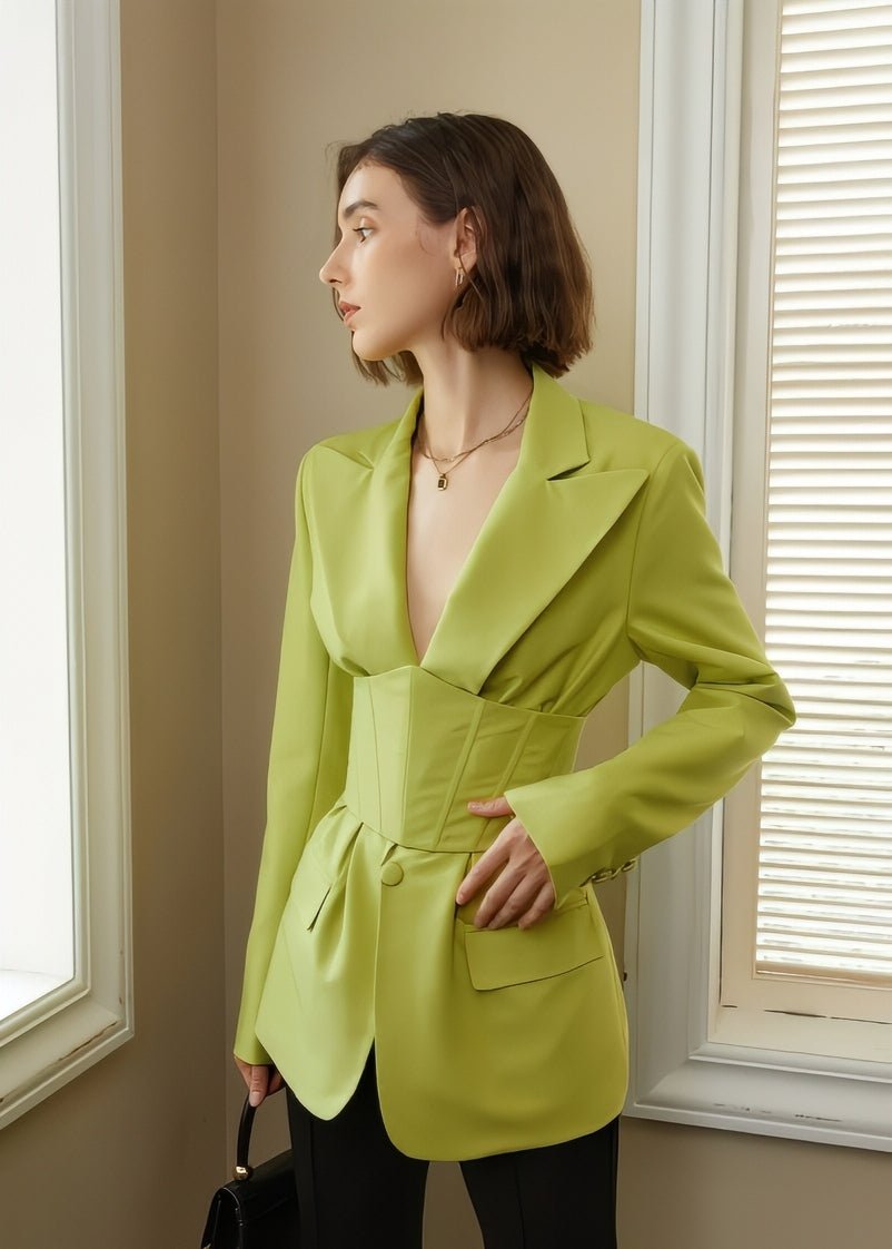 Waist V - neck suit jacket - Vera Lumina