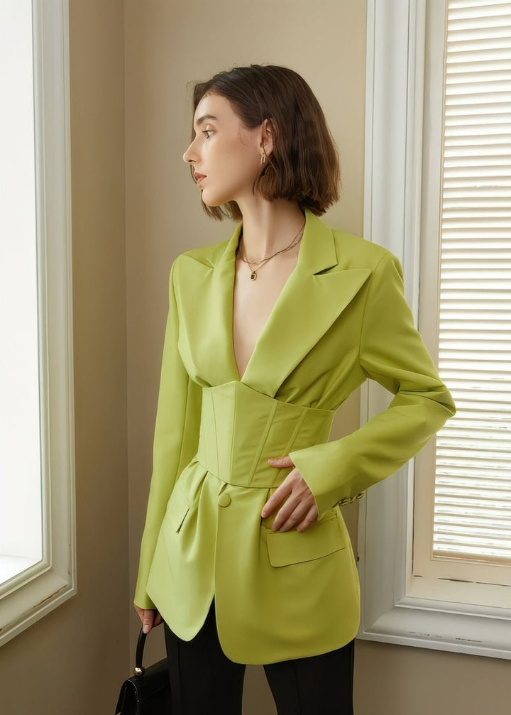 Waist V - neck suit jacket - Vera Lumina