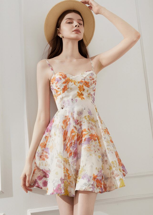 WATERCOLOR BLOOM BUSTIER DRESS - Vera Lumina