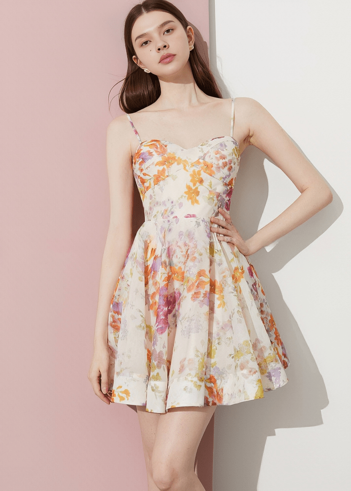 WATERCOLOR BLOOM BUSTIER DRESS - Vera Lumina