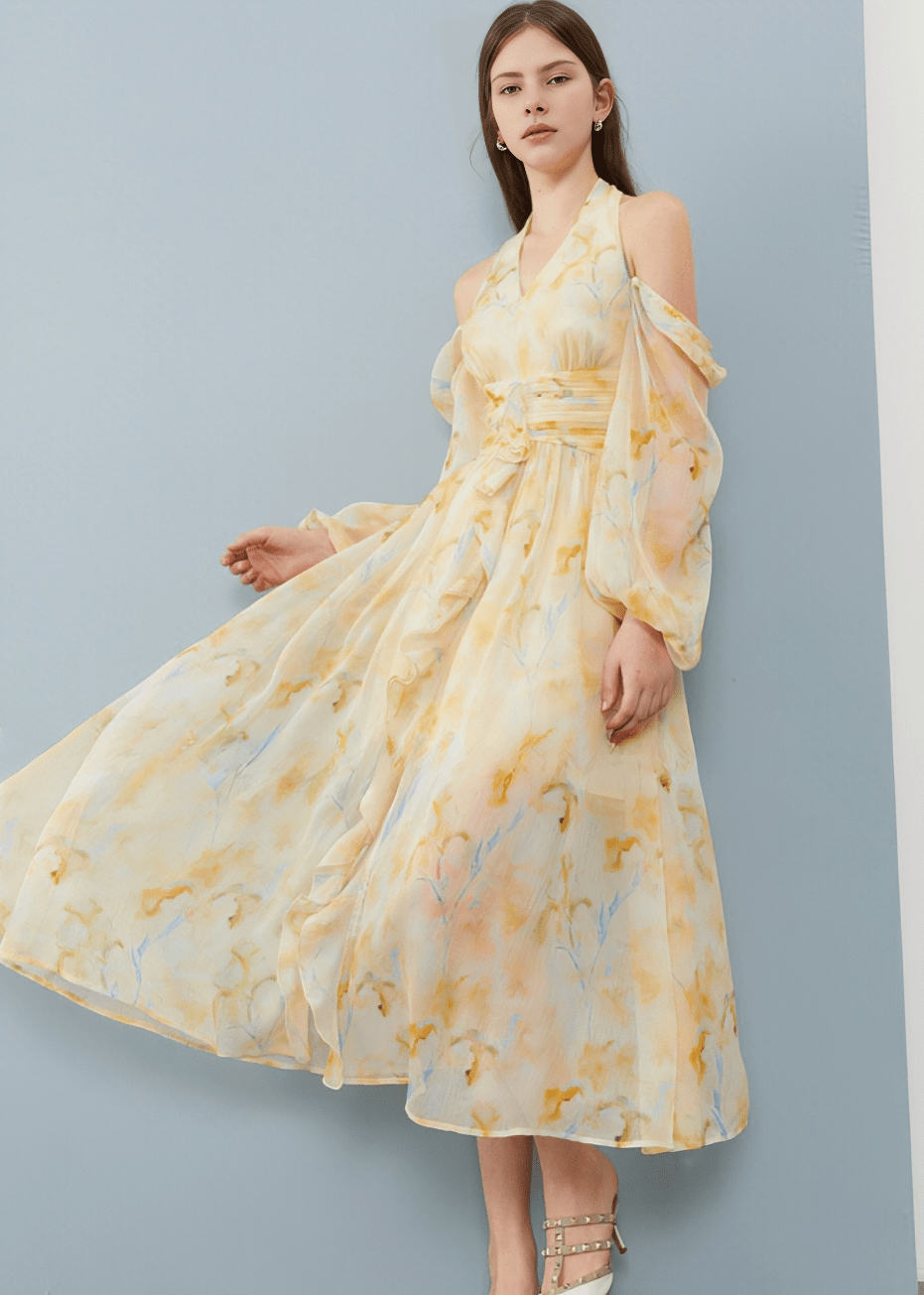 WATERCOLOR BLOUSON DRESS - Vera Lumina