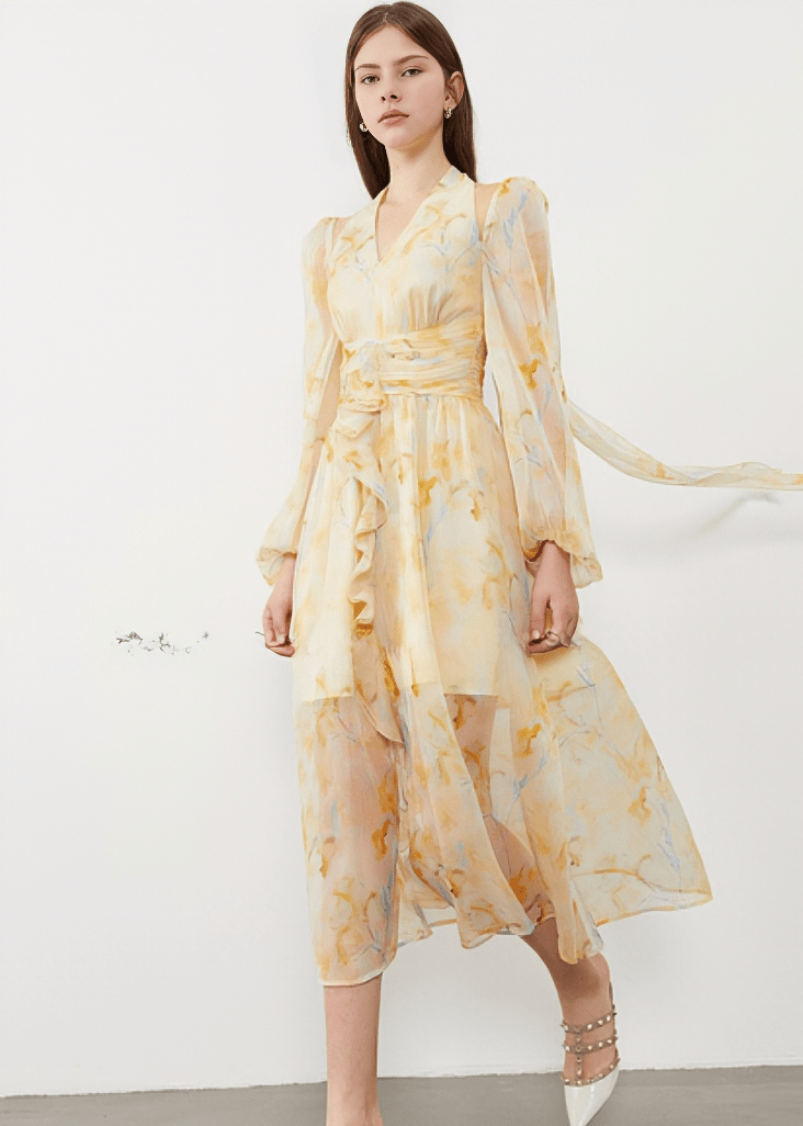 WATERCOLOR BLOUSON DRESS - Vera Lumina