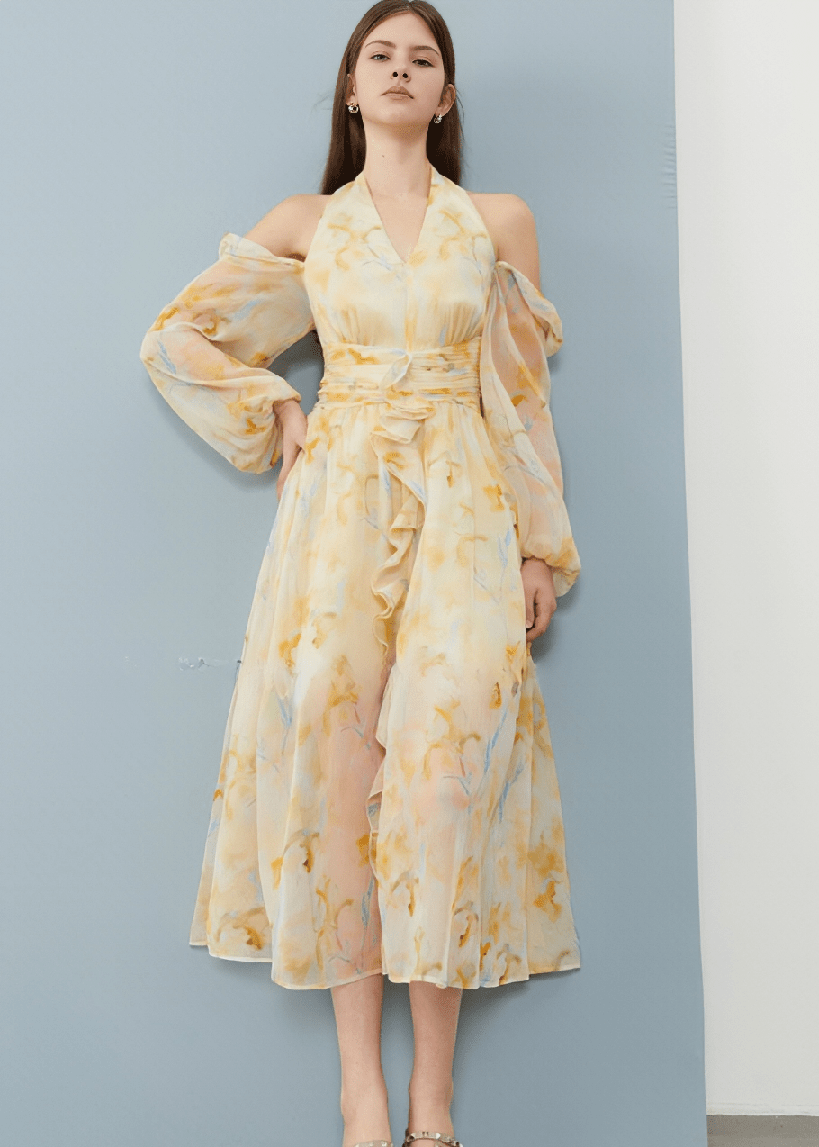 WATERCOLOR BLOUSON DRESS - Vera Lumina