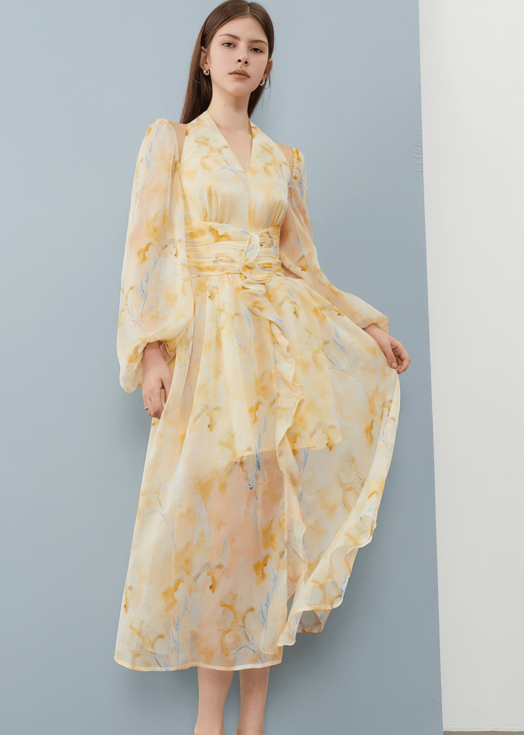 WATERCOLOR BLOUSON DRESS - Vera Lumina