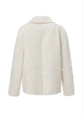 WHITE WOOLEN TOP DOUBLE - ROW LOOSE SUIT JACKET - Vera Lumina