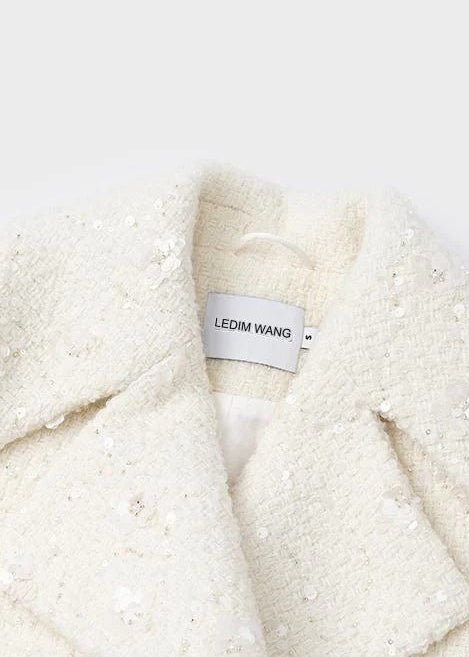 WHITE WOOLEN TOP DOUBLE - ROW LOOSE SUIT JACKET - Vera Lumina