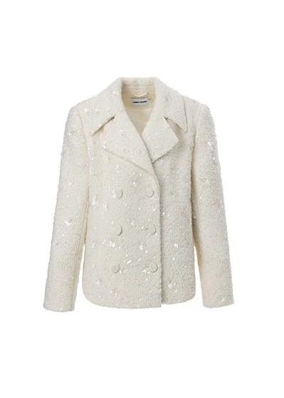 WHITE WOOLEN TOP DOUBLE - ROW LOOSE SUIT JACKET - Vera Lumina