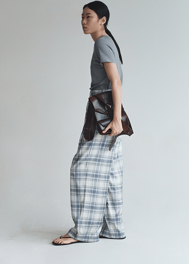 WIDE LEG PLAID TROUSERS - Vera Lumina