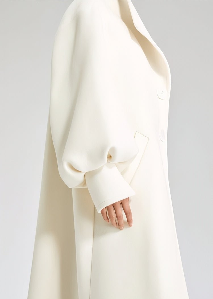 wool balloon sleeve long coat - Vera Lumina