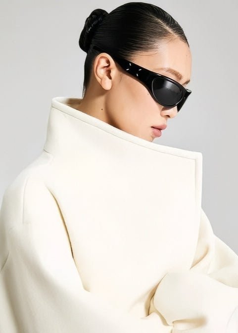 wool balloon sleeve long coat - Vera Lumina