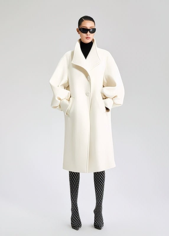 wool balloon sleeve long coat - Vera Lumina