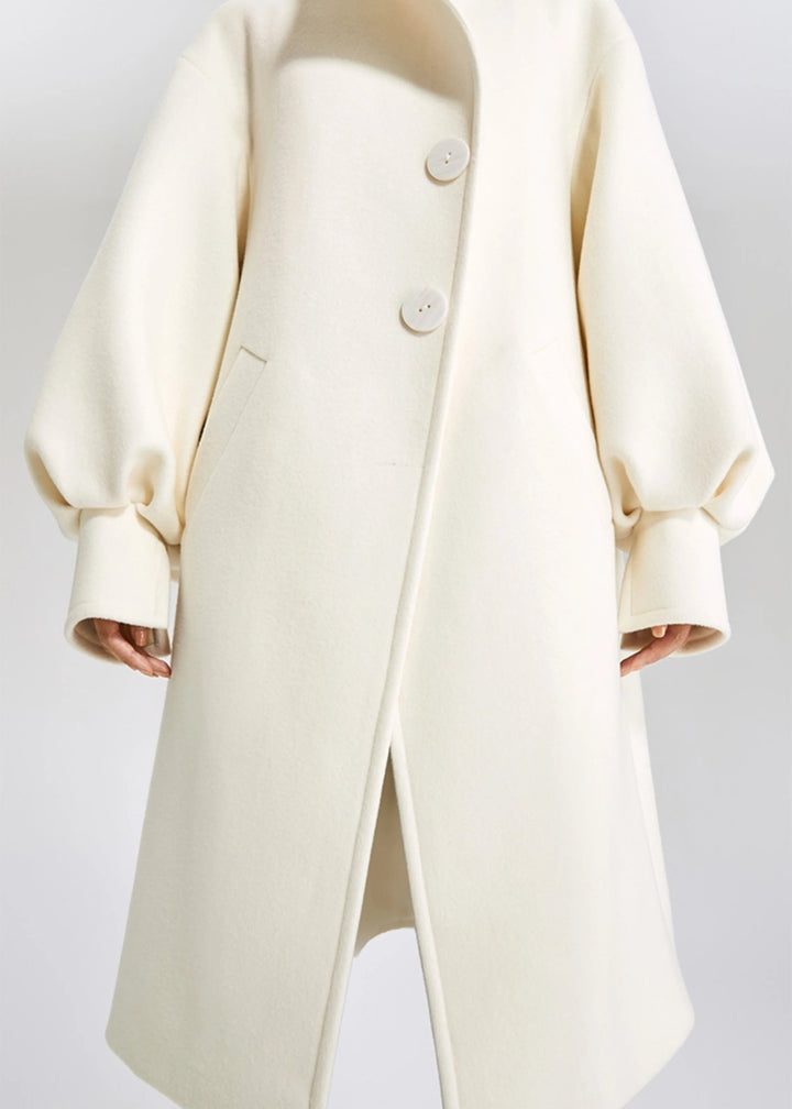 wool balloon sleeve long coat - Vera Lumina