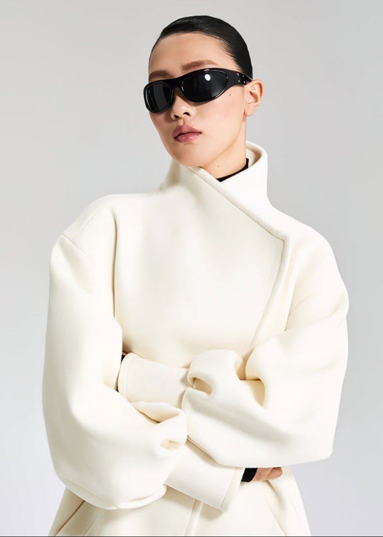 wool balloon sleeve long coat - Vera Lumina