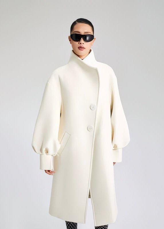 wool balloon sleeve long coat - Vera Lumina