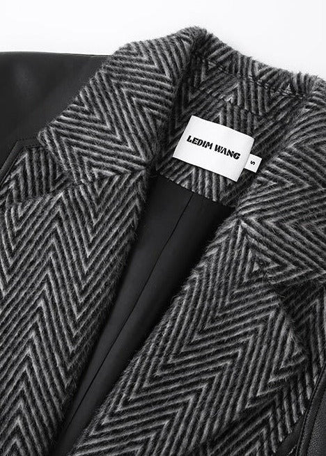 wool patchwork herringbone coat - Vera Lumina