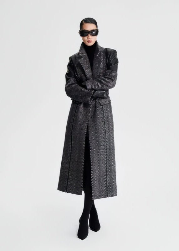 wool patchwork herringbone coat - Vera Lumina