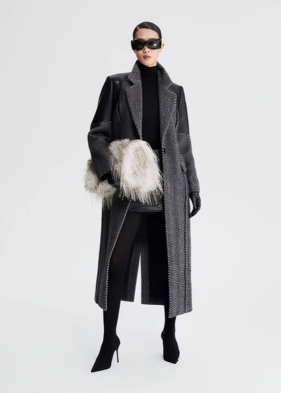 wool patchwork herringbone coat - Vera Lumina