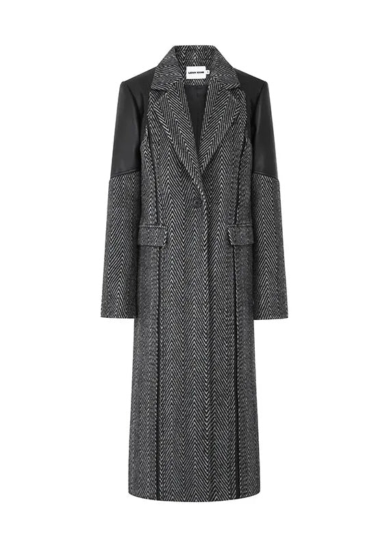 wool patchwork herringbone coat - Vera Lumina