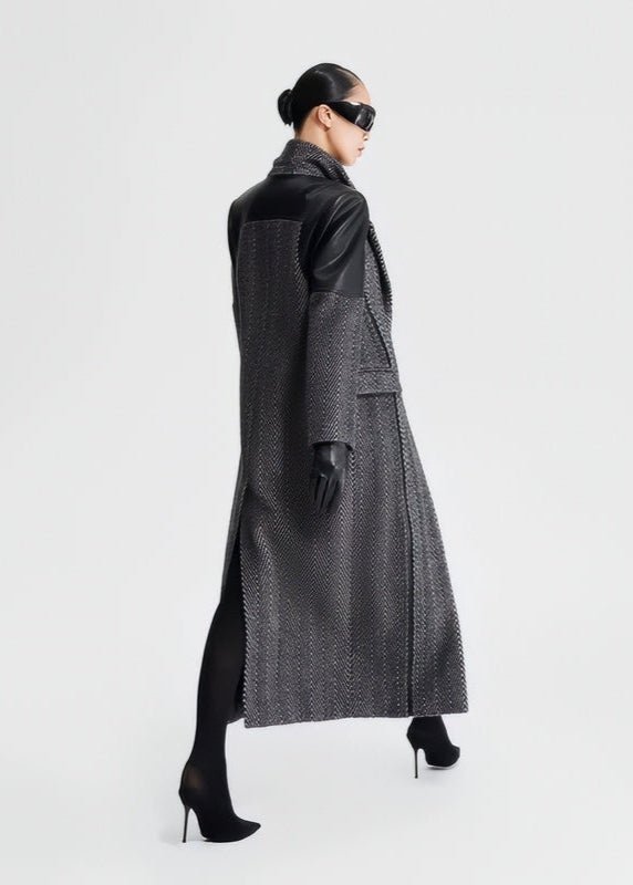 wool patchwork herringbone coat - Vera Lumina