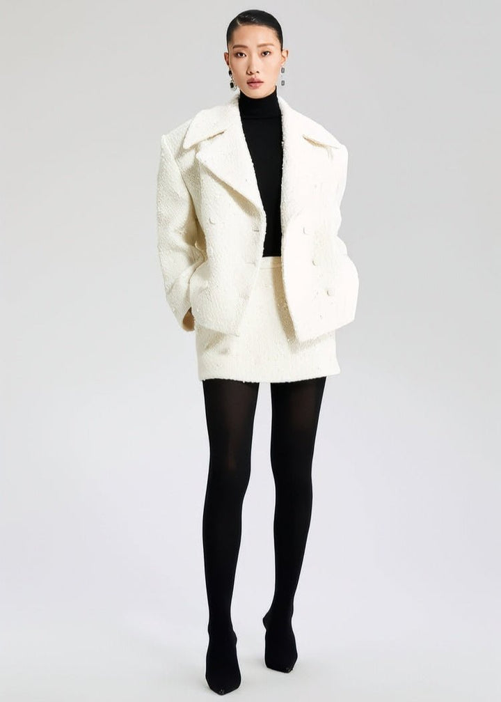 woolen sequin tweed short skirt - Vera Lumina