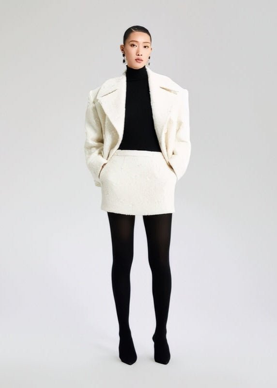 woolen sequin tweed short skirt - Vera Lumina