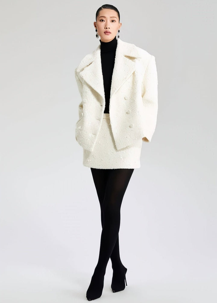 woolen sequin tweed short skirt - Vera Lumina