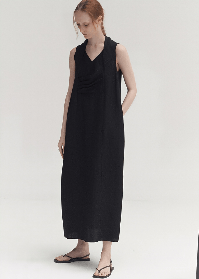 WRAP FRONT SLEEVELESS MAXI DRESS - Vera Lumina