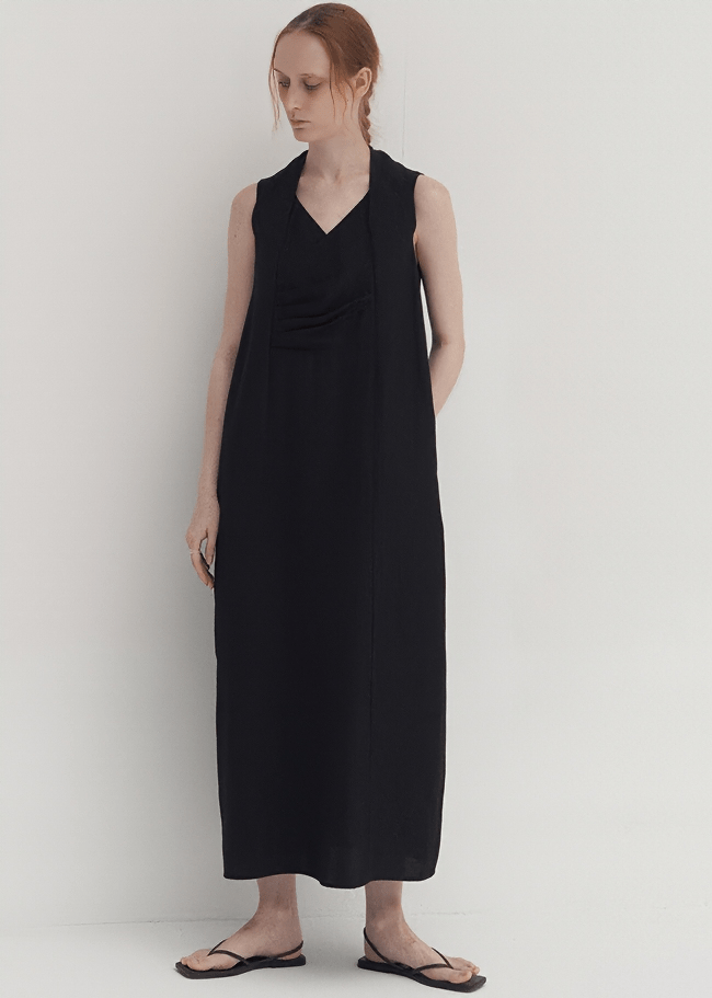 WRAP FRONT SLEEVELESS MAXI DRESS - Vera Lumina
