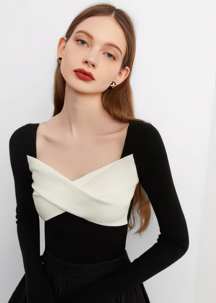 Wrap Ribbon Knit Top - Vera Lumina